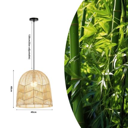 Lustra ar auklu PELO 1xE27/40W/230V d. 40 cm rotanga