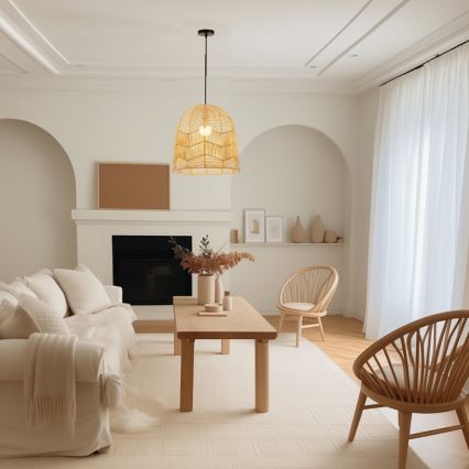 Lustra ar auklu PELO 1xE27/40W/230V d. 50 cm rotanga