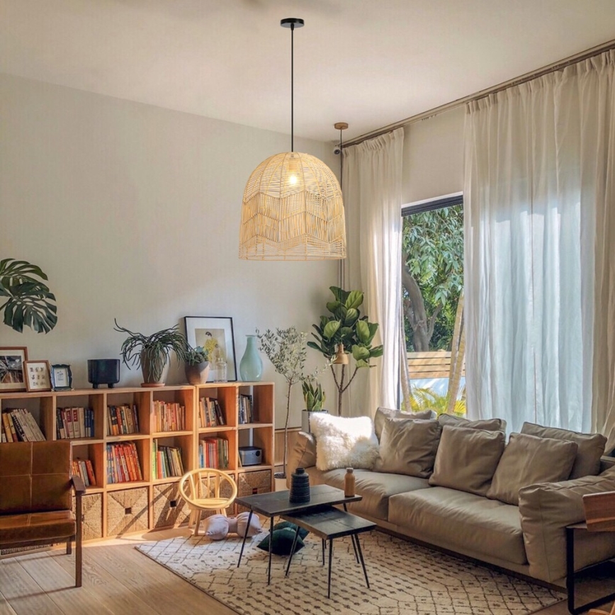 Lustra ar auklu PELO 1xE27/40W/230V d. 50 cm rotanga