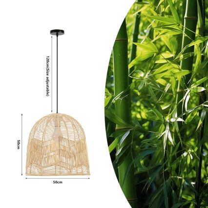 Lustra ar auklu PELO 1xE27/40W/230V d. 50 cm rotanga
