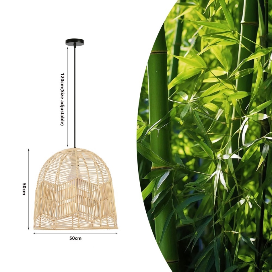 Lustra ar auklu PELO 1xE27/40W/230V d. 50 cm rotanga