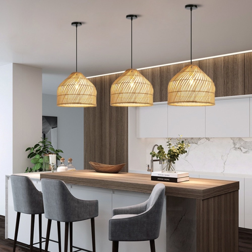 Lustra ar auklu PELO 1xE27/40W/230V d. 40 cm rotanga