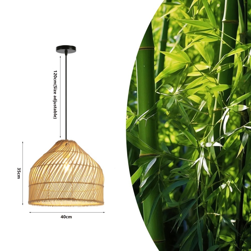 Lustra ar auklu PELO 1xE27/40W/230V d. 40 cm rotanga