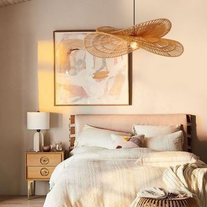 Lustra ar auklu MARIPOSA 1xE27/40W/230V d. 80 cm džutas