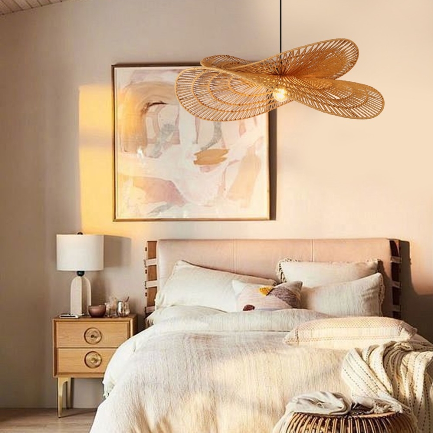 Lustra ar auklu MARIPOSA 1xE27/40W/230V d. 80 cm džutas
