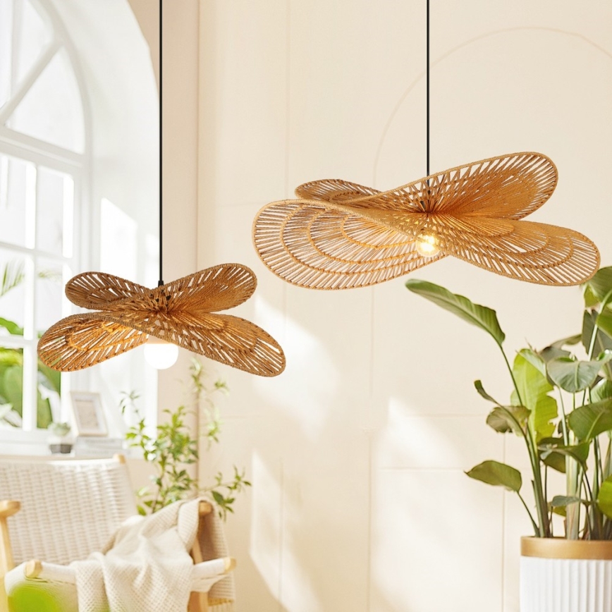 Lustra ar auklu MARIPOSA 1xE27/40W/230V d. 80 cm džutas