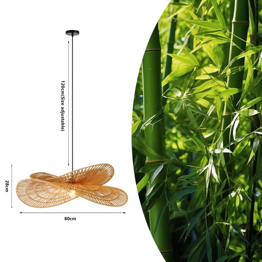 Lustra ar auklu MARIPOSA 1xE27/40W/230V d. 80 cm džutas