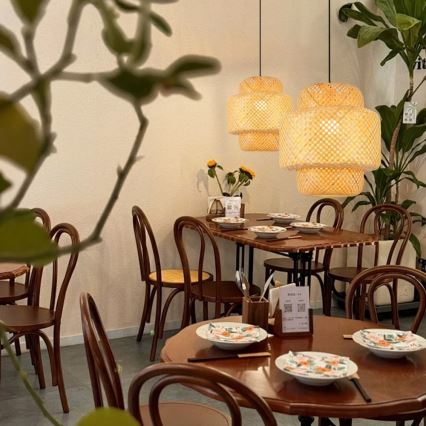 Lustra ar auklu HILO 1xE27/40W/230V d. 38 cm bambusa
