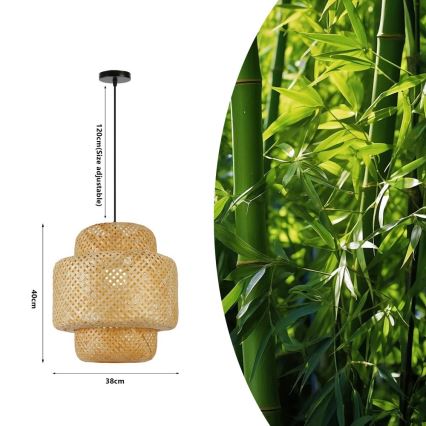 Lustra ar auklu HILO 1xE27/40W/230V d. 38 cm bambusa