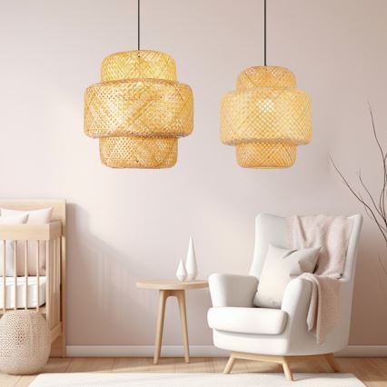 Lustra ar auklu HILO 1xE27/40W/230V d. 47 cm bambusa