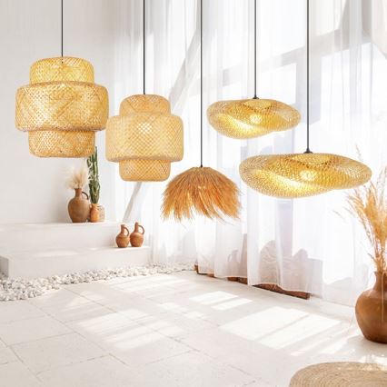 Lustra ar auklu HILO 1xE27/40W/230V d. 47 cm bambusa