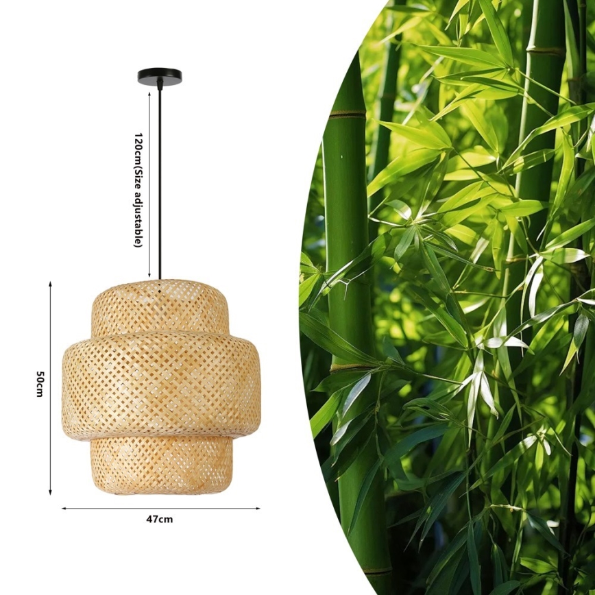 Lustra ar auklu HILO 1xE27/40W/230V d. 47 cm bambusa