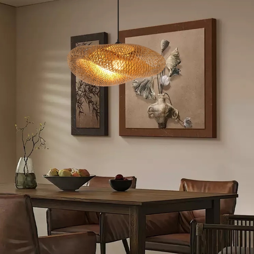 Lustra ar auklu HILO 1xE27/40W/230V d. 60 cm bambusa