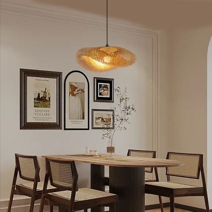 Lustra ar auklu HILO 1xE27/40W/230V d. 60 cm bambusa