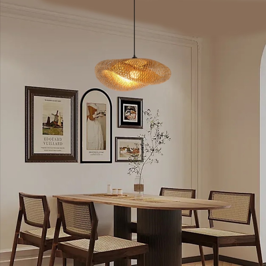 Lustra ar auklu HILO 1xE27/40W/230V d. 60 cm bambusa