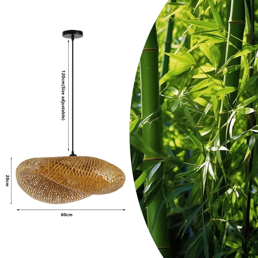Lustra ar auklu HILO 1xE27/40W/230V d. 60 cm bambusa