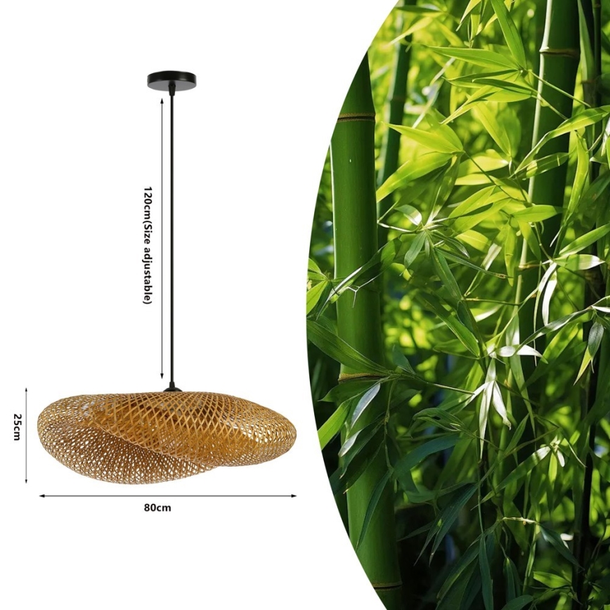 Lustra ar auklu HILO 1xE27/40W/230V d. 80 cm bambusa