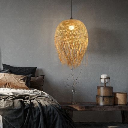 Lustra ar auklu HILO 1xE27/40W/230V d. 45 cm bambusa