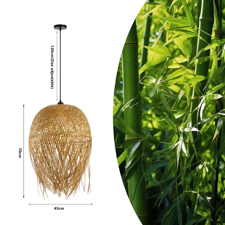 Lustra ar auklu HILO 1xE27/40W/230V d. 45 cm bambusa