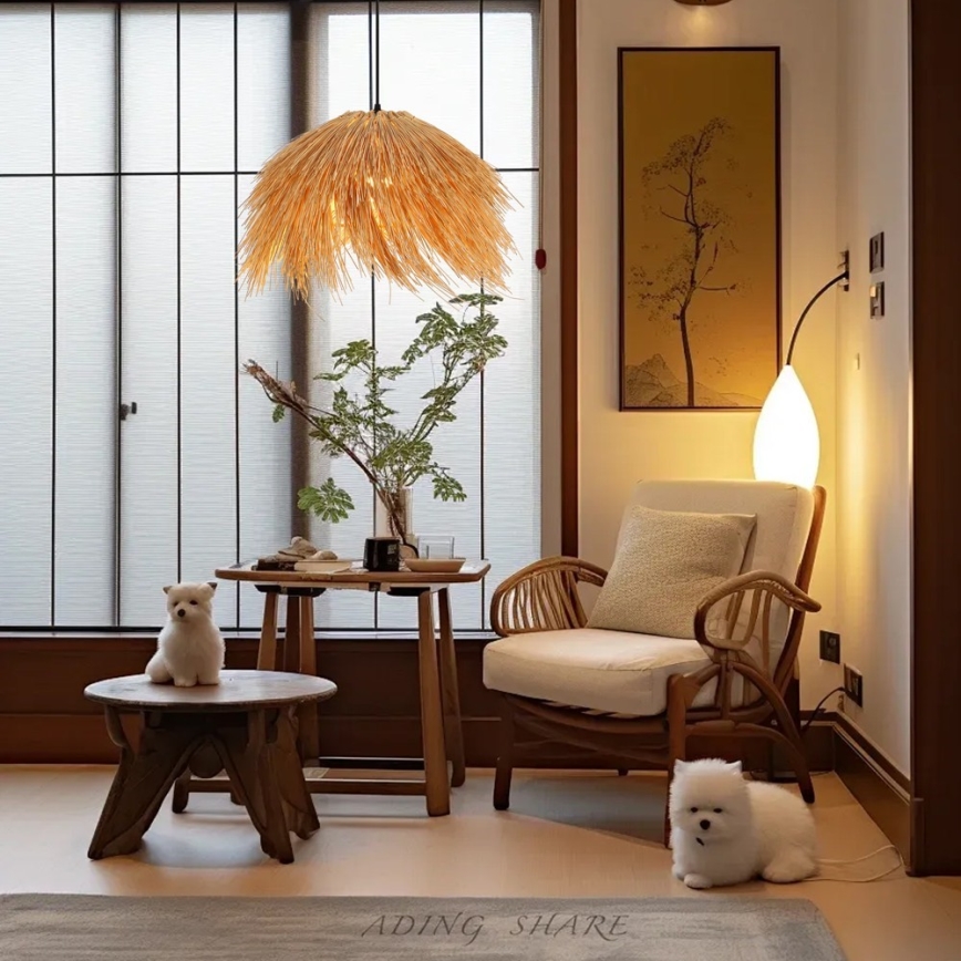 Lustra ar auklu NATURALEZA 1xE27/40W/230V d. 55 cm rotanga