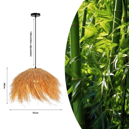 Lustra ar auklu NATURALEZA 1xE27/40W/230V d. 55 cm rotanga