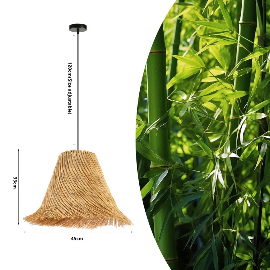 Lustra ar auklu NATURALEZA 1xE27/40W/230V d. 45 cm rotanga