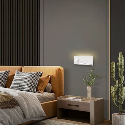 Immax 08285L - LED Sienas strametis ar plauktu, USB portu un bezvadu uzlādi Be PREPARE LED/3W/230V + LED/3W balta
