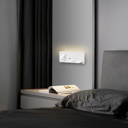 Immax 08285L - LED Sienas strametis ar plauktu, USB portu un bezvadu uzlādi Be PREPARE LED/3W/230V + LED/3W balta