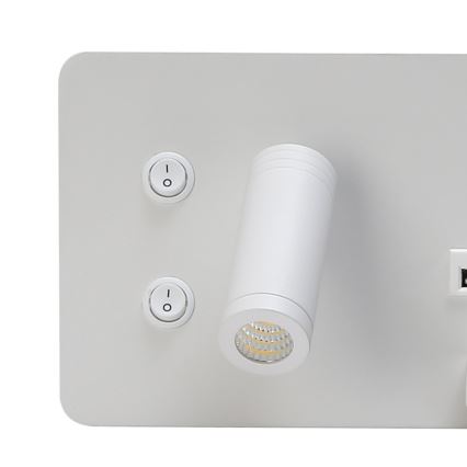 Immax 08285L - LED Sienas strametis ar plauktu, USB portu un bezvadu uzlādi Be PREPARE LED/3W/230V + LED/3W balta