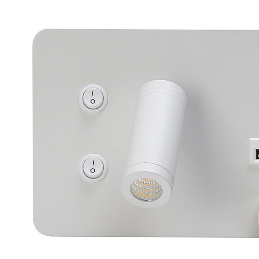 Immax 08285L - LED Sienas strametis ar plauktu, USB portu un bezvadu uzlādi Be PREPARE LED/3W/230V + LED/3W balta