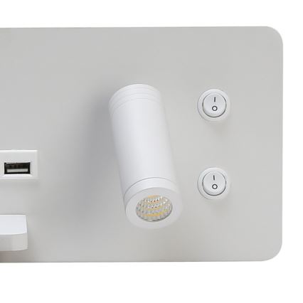 Immax 08286L - LED Sienas strametis ar plauktu, USB portu un bezvadu uzlādi Be PREPARE LED/3W/230V + LED/3W balta