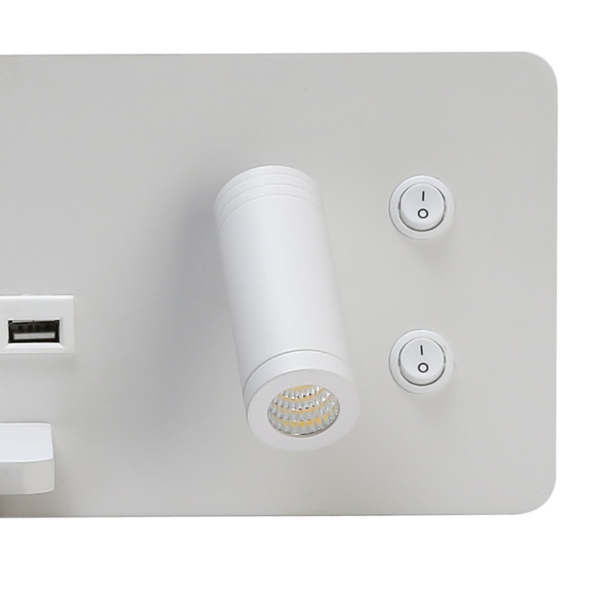 Immax 08286L - LED Sienas strametis ar plauktu, USB portu un bezvadu uzlādi Be PREPARE LED/3W/230V + LED/3W balta