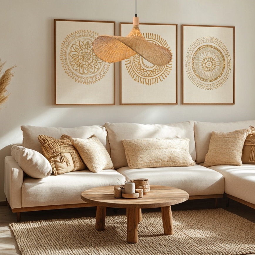 Immax 08289L - Lustra ar auklu SOMBRERO 1xE27/40W/230V d. 70 cm rotanga
