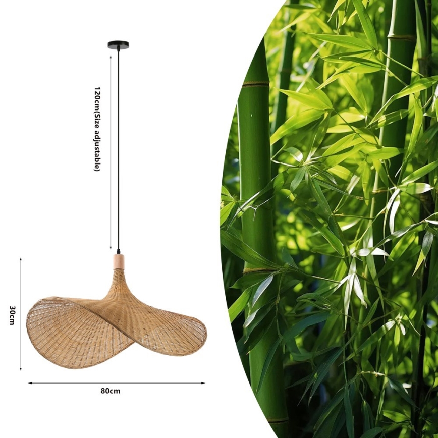 Immax 08290L - Lustra ar auklu SOMBRERO 1xE27/40W/230V d. 80 cm rotanga