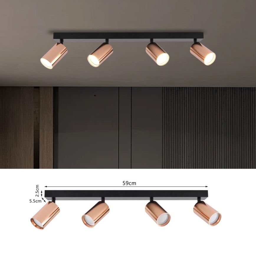 Virziena gaismeklis PUNTO 4xGU10/9W/230V rozā zelts