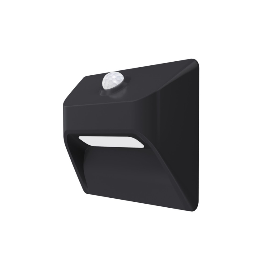 LED uzlādējamais kāpņu gaismeklis ar kustības un krēslas sensoru STEP LIGHT LED/0,3W/3,7V 2200 mAh IP53 melns