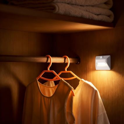 LED uzlādējamais kāpņu gaismeklis ar kustības un krēslas sensoru STEP LIGHT LED/0,3W/3,7V 2200 mAh IP53 balta