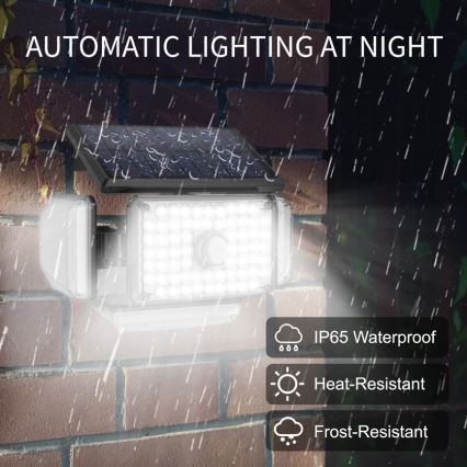 LED Saules enerģijas sienas lampa ar sensoru LED/5W/5,5V IP65 2400 mAh