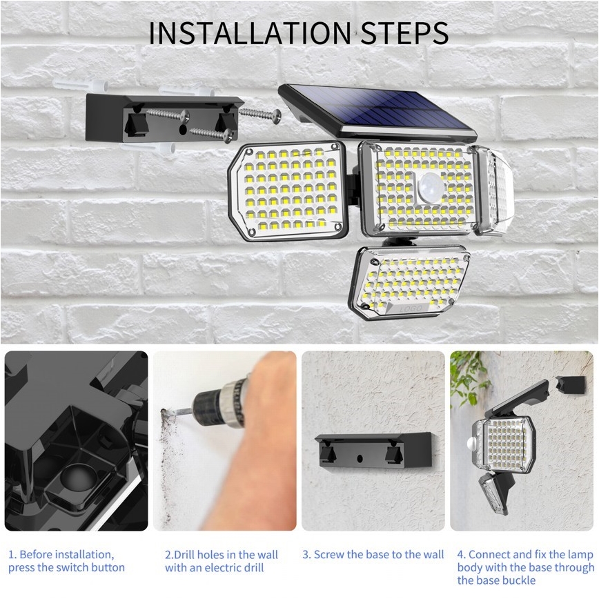 LED Saules enerģijas sienas lampa ar sensoru LED/5W/5,5V IP65 2400 mAh