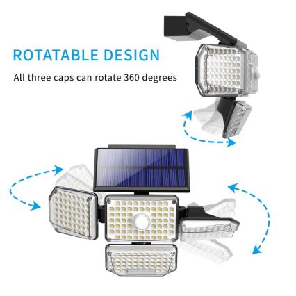 LED Saules enerģijas sienas lampa ar sensoru LED/5W/5,5V IP65 2400 mAh
