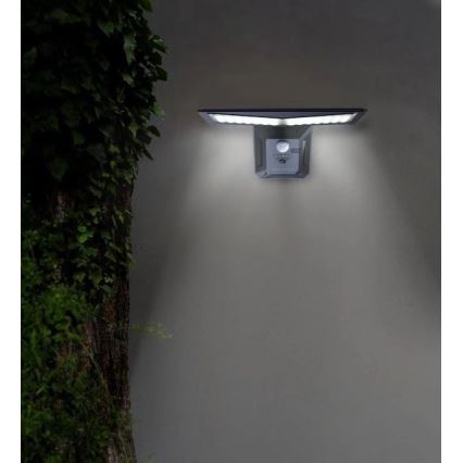 LED Saules enerģijas sienas lampa ar sensoru LED/2,6W/5,5V IP65 melna