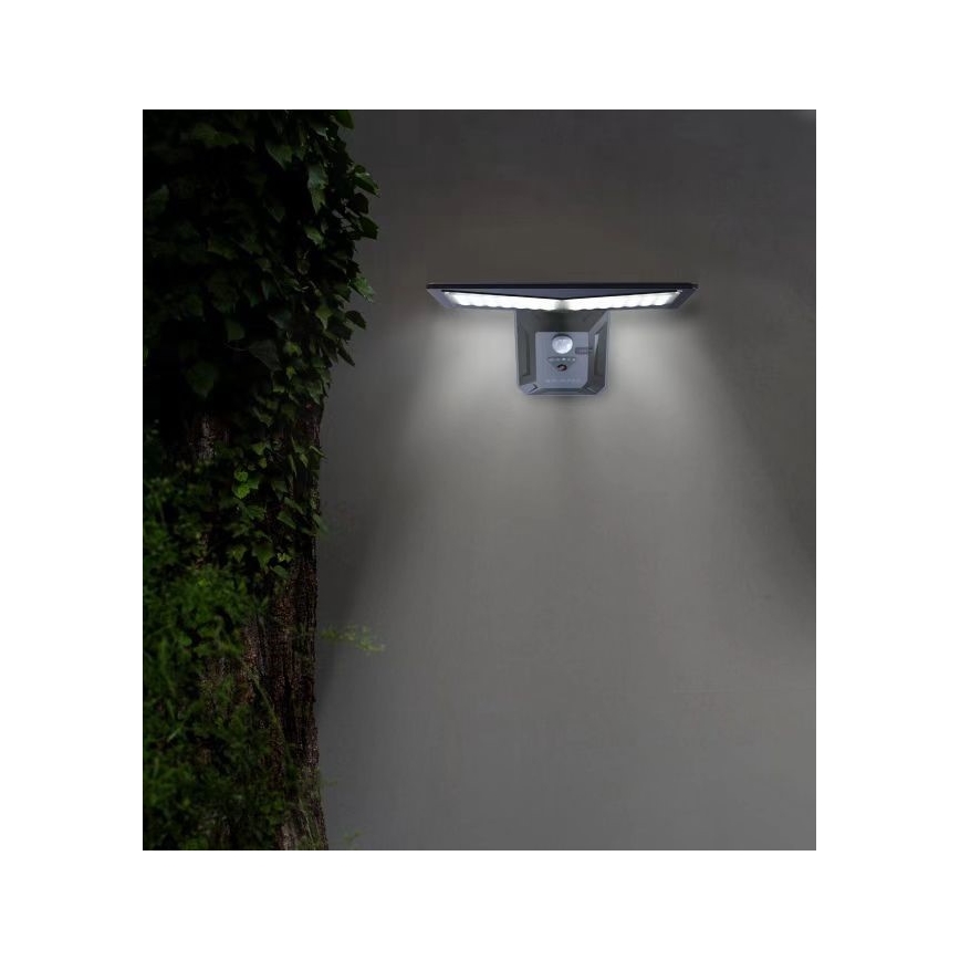 LED Saules enerģijas sienas lampa ar sensoru LED/2,6W/5,5V IP65 1800 mAh melna