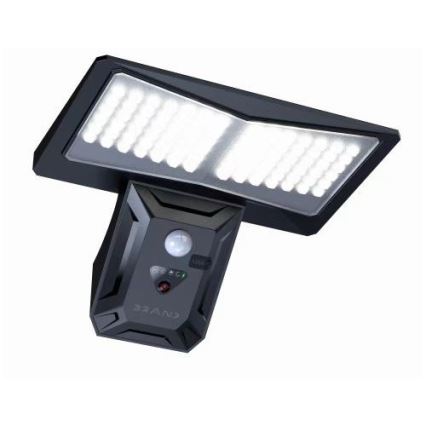 LED Saules enerģijas sienas lampa ar sensoru LED/2,6W/5,5V IP65 melna