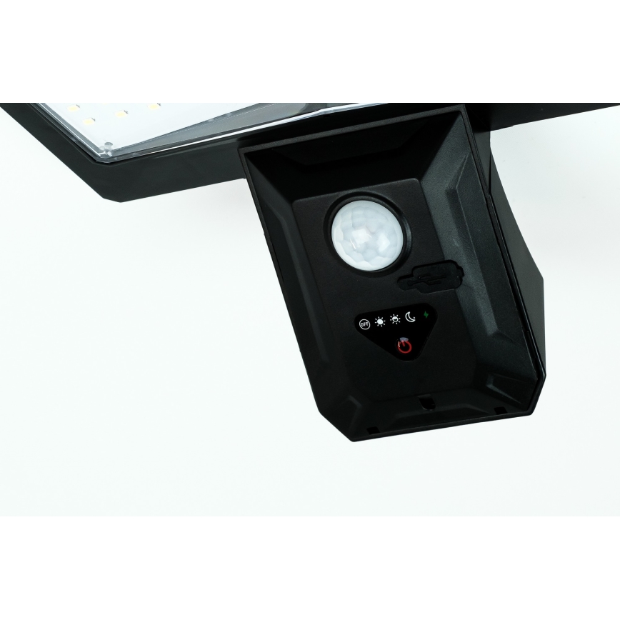 LED Saules enerģijas sienas lampa ar sensoru LED/2,6W/5,5V IP65 1800 mAh melna