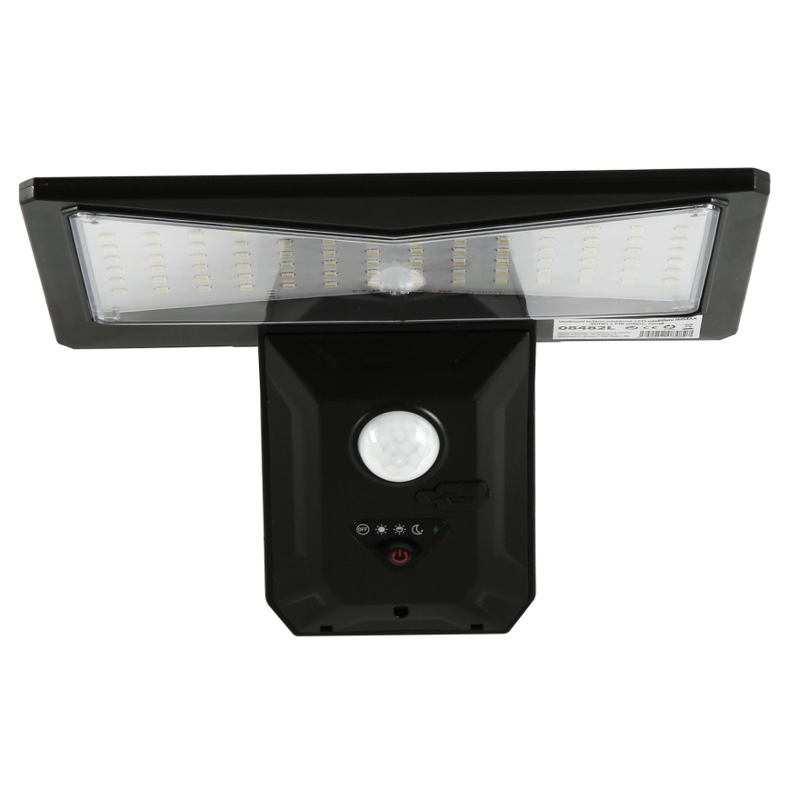 LED Saules enerģijas sienas lampa ar sensoru LED/2,6W/5,5V IP65 1800 mAh melna
