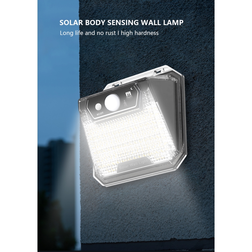 LED Saules enerģijas sienas lampa ar sensoru LED/3W/5,5V IP65 1200 mAh