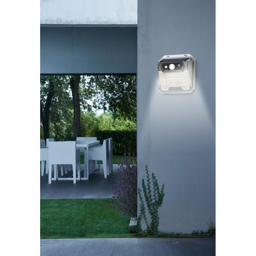 LED Saules enerģijas sienas lampa ar sensoru LED/3W/5,5V IP65 1200 mAh