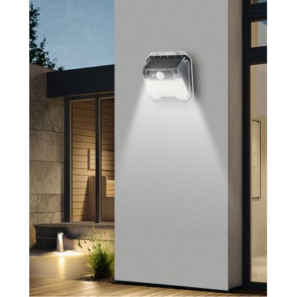 LED Saules enerģijas sienas lampa ar sensoru LED/3W/5,5V IP65 1200 mAh