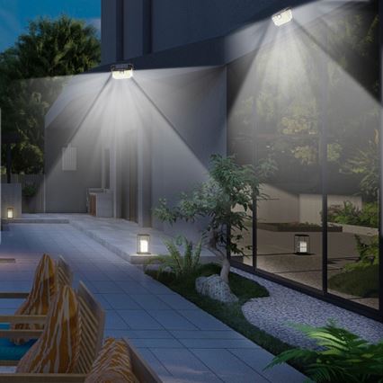 LED Saules enerģijas sienas lampa ar sensoru LED/4W/5,5V IP65 1200 mAh