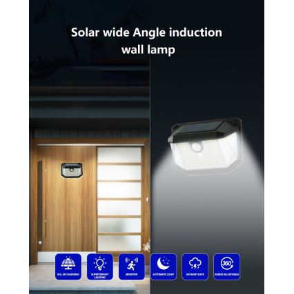 LED Saules enerģijas sienas lampa ar sensoru LED/4W/5,5V IP65